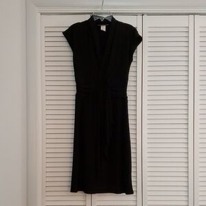 B.Moss Black Midi Sheath Dress with Plunge Neckline for Work or evening outing
